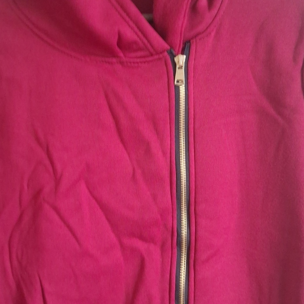 Women's Red Hooded Zip-Up Jacket Size Large - Picture 3 of 9